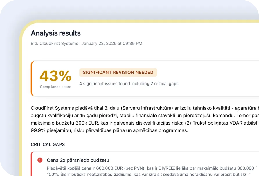 MI aģents, kas izvērtē iepirkumu piedāvājumus speciālista līmenī